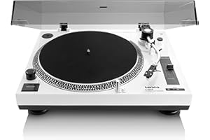 Lenco L-3810 Plattenspieler mit Direktantrieb - DJ Plattenspieler - 33/45 U/min - Pitch-Control - Magnet-Tonabnehmer-System - Nadelbeleuchtung - Pitch-Control - weiß