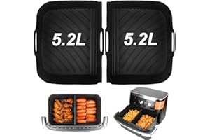 GINOYA Moule Air Fryer pour Ninja 10,4 L, Silicone Accessoire Air Fryer pour Ninja Grand Tiroir de Ninja Foodi FlexDrawer Air Fryer 7-en-1 AF500EU AF500EUCP (2pcs, Noir)