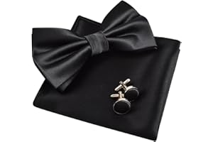 Alizeal Mens Tuxedo Bow Tie, Hanky and Cufflinks Set