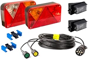 UNITRAILER Kit d’Éclairage Remorque 7m 7-PIN – Feux Arrière DPT35, Feux de Gabarit LED DPT15, Faisceau avec Connecteurs Rapides