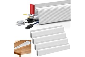 MAIXINNEW 4 Pcs Cable Tidy Under Desk No Drill, Under Desk Cable Tidy Cord Organiser Wire Management, Cable Management Tray Self Adhesive for Home, Office (White)