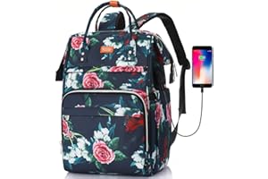 RJEU Plecak na laptopa Kobiety 15,6 cala, damski plecak Torba do pracy Kabina podróżna, inteligentny plecak szkolny dla dziewczynek torba na uczelnię do biura uniwersytet Dojazdy, kwiat