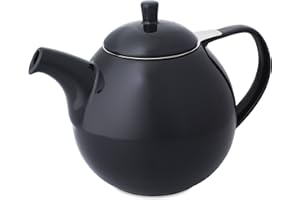 FORLIFE Curve Teekanne mit Teesieb, 1,3 l, Graphit Schwarz