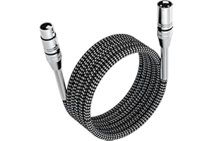 FIBBR Cable XLR de 100 pies/30 m, cable de micrófono trenzado de nailon XLR macho a hembra, cable de micrófono equilibrado resistente compatible con preamplificadores/sistemas de altavoces y más