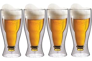 maxxo Szklanki do piwa o podwójnych ściankach, zestaw 4 x 500 ml szklanki termiczne z efektem unoszenia się, szklanki do piwa