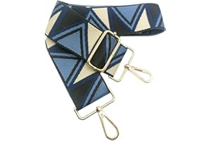 KERIOCUSI Ancha Correa 5 cm de Hombro Ajustable para Negro Azul, Ancha Correa de Reemplazo Bolso Colorida para Mujer con Hebilla de Oro Correa Ancha para Bolso para Piel, Monedero, Cruzados, 904