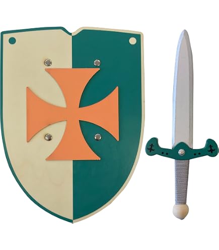 Wooden Knight Sword And Shield Set | Handmade Medieval Toy For Kids | Role Play Costume Accessories