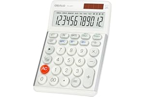 OSALO Desktop Calculators VAT Tax Function 12-Digit Large Display Big Buttons Calculators Battery & Solar Powered for Office Business Daily Home (FQ-300T)