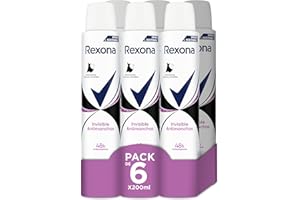 Rexona Invisible Desodorante Aerosol Antitranspirante para mujer Black&White 200ml - Pack de 6