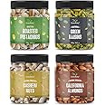 GreenFinity Dry Fruits Combo Pack of Almonds, Cashews, Raisin, Roasted Pistachio (Jar Pack) (250g * 4) 1Kg, Hampers for Employees, Dry Fruits Gift Pack and Dry Fruits for Family.