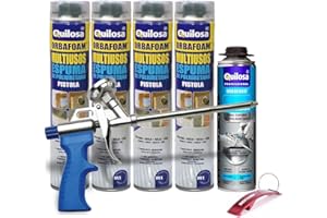 BRICOLEMAR Pack Pistola Caliber 30 + 4 Botes Espuma Orbafoam 750ml + Llavero/Abrebotellas de Regalo (Pistola + 4 Botes Espuma + Limpiador + Llavero de Regalo)