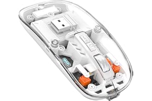 MAGIC-REFINER Ratón Inalambrico Recargable, 2,4G+Bluetooth 5.0 Silencioso y ErgonóMico RatóN, 2400 dpi Ratón Gaming Ultra Delgado con Receptor USB-Nivel de Batería Visible para Portatil/PC/Mac-Blanco
