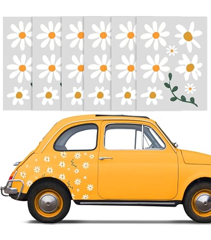 Pegatinas De Flores Margarita Para Coche - 133 Piezas De Vinilo (12 Hojas) - Marca Fuutreo