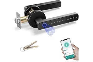 AILRINNI Smart Door Lock, 5-in-1 Smart Lock Fingerprint, Password Bluetooth Smart Locks,Biometric Identification Fingerprint Key Digital NFC, Code Locks for Home, Office, Hotel(APP Smart Management)