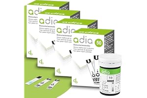 ‎ADIA adia Blutzuckerteststreifen, 200 Stück, Vorteilspackung zur Blutzucker-Kontrolle bei Diabetes (Zucker-Krankheit), für das adia-Blutzuckermessgerät (hier nicht enthalten)