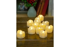 PChero Velas LED con temporizador, 12 unidades de velas de té sin llama parpadeantes con pilas, luces eléctricas para el hogar, bodas, decoración de fechas, blanco cálido