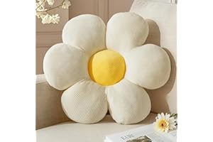 Yhoelata Cuscino Fiore Bianco, Cuscino da Pavimento Estetico per Camera, Cuscino Decorativo Margherita per Cameretta Bambini, Decorazione Preppy per Stanza, Cuscino per Divano 38 cm