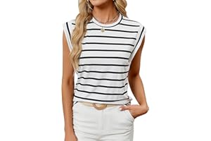 BellaDila Mujeres Verano Chic Cuello Redondo Camisetas Sin Mangas Top Casual Suelto Moda Básica Blusas 2024