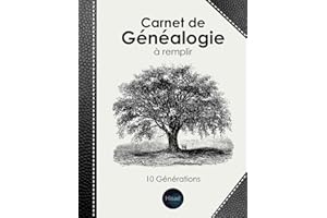 Carnet de Généalogie à remplir: v1-6 Livre complet pour toutes vos recherches | Arbre Généalogique 10 générations | 187 pages | format Large | arbre vintage