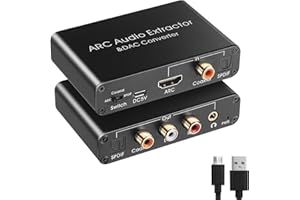 HDMI ARC Adapter,192 KHz DAC Digital Analog Wandler HDMI ARC Audio Extractor Koaxial Optical zu SPDIF Koaxial Optical Cinch L/R Stereo Ausgang 3,5mm für erstärker Soundbar Heimkinosystem usw