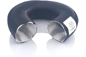 TYGERIX Tubo Flessibile in Alluminio Diametro 60 mm Nero | Allungabile fino a 1 metro | Alta Resistenza al Calore fino a 250°C | Più spessore e Più resistenza | Colore Brillante | Modello TOP