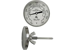 Tel-Tru BQ225 Barbecue Thermometer, 2 inch aluminum dial, 2.5 inch stem, zones