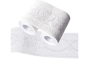 ANJING Tapetenbordüre Wasserdicht 3D Muster Wandbordüre Selbstklebend Fliesen Aufkleber Rose Weiß für Wände Schlafzimmer Bad Küche