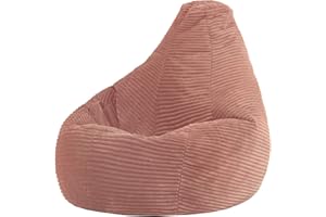 icon Dalton Kids Bean Bag, Dawn Pink, Cord Kids Bean Bag Chair with Filling Included for Girls and Boys, Childrens Chair, Beanbags for Children, Playroom Décor, Bedroom Accessories