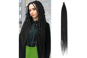TGYHCJBY Single Dreadlock-Extensions 24-Zoll Naturschwarze Dünne 0,6 cm 10 Strähnen Handgefertigte Synthetische Häkelhaare Super Lange Dread-Extensions Reggae Style Für Frauen (SE 10 Strands, 1B)