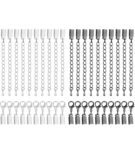 10 Ensembles De Capsules Pour Cordon Cuir 7mm Avec Fermoir Homard & Chaîne - DIY Bijoux Bracelets - Doré Clair - 4