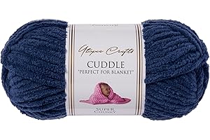 Utopia Crafts Cuddle Super Chunky Chenille Soft Yarn for Knitting and Crochet, 100g - 60m (Indigo)