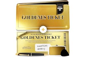 ‎LONGFAIR Das Goldene Ticket | Personalised Voucher with Scratch Field to Fill Yourself | Gold-Plated with Gift Box | Gift for Women, Family & Friends | Birthday, Christmas, Travel