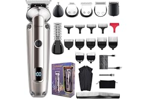 Hatteker Tondeuse Barbe Homme Tondeuse Cheveux Hommes Professionnelle Avec Lame en T de Coupe de Cheveux Chauve 0 mm Rasoir électrique Tondeuse Corps de Précision pour Nez 7 en 1