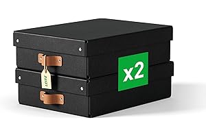 Leitz Puro, Set di 2 Scatole portaoggetti medie basse con Coperchio, Resistenti, Impilabili, Compatibili con mobili a Cubo e Ripiani, per Casa e Ufficio, Capacità 8 litri, 27 x 37 x 10 cm, Antracite