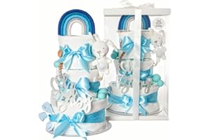 ‎LIMELY limely©, Windeltorte, Geschenk zur Geburt, Pinkelparty Geschenk, Geschenk für Baby, Geschenk für Neugeborene, Babyparty, Windeltorte für Jungen,Windeltorte Junge (Blau)