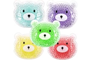 HI FINE CARE 5 PCS Boo Boo Ice Packs, Kids Reusable Gel Ice Pack, Cute Children Gel Ice Pack for Kids Injuries, Kids Cute Lunch ice Pack, Breastfeeding, Wisdom Teeth, Pain Relief, Kids Fever, Headaches(3.8X3.6in)