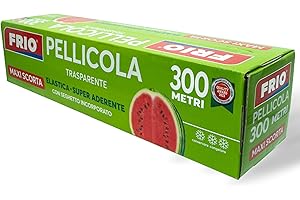 FRIO - 1 rouleau de film PVC alimentaire 300 m - Trousse professionnelle avec scie - Élastique et auto-scellant pour stockage et emballage - Idéal pour les récipients en verre, céramique et métal