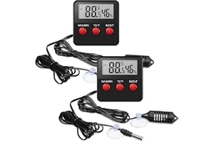 2 Pcs Reptile Thermometer and Hygrometer with Wired Probes, Accurate Digital Humidity and Temperature Gauge for Terrarium, Indoor Outdoor Use, Fast Response for Lizards, Snakes, Turtles, Pets