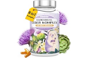 ‎EINBÄR 8-in-1 Leber Kur Komplex: Hochdosiert Mariendistel (500mg, 80% Silymarin) mit Löwenzahn, Cholin, Inositol, Kurkuma uvm. 121 vegane Kapseln für Leber & natürliche Entgiftung. Deutschland.