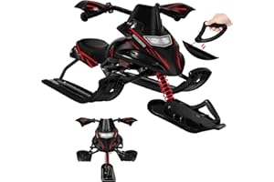 ‎LANEETAL Laneetal Lenkschlitten für Kinder, Schlitten mit Fußbremsen, Bob Kinderschlitten, automatisches Zugseil, gepolsterter Sitz, Metallrahmen, 121x43x5 cm