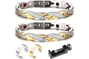 DGUSO Magnetarmband 2 Stück Elegante Magnetfeldtherapie Fit Plus Armband Anti-Ermüdungs-Schlankheits-Armbänder Lymphdrainage Ring Therapeutischer Magnetring 2 Stück Abnehmen Verbesserung Durchblutung