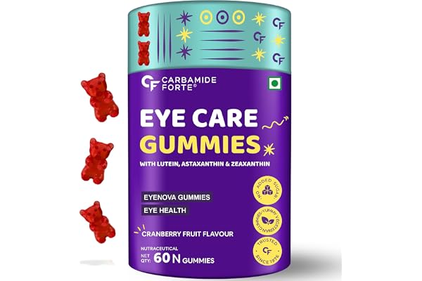 Carbamide Forte Eye Supplement Gummies Lutein and Zeaxanthin Supplements For Women & Men Lutein 10mg, Zeaxanthin 2mg & Astaxanthin 2mg Eye Supplements to Improve Vision 60 Veg Eye Gummies