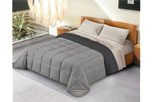 BANZAII TEXTILE INNOVATOR ONLINE Banzaii Trapunta Invernale in Ecopiuma Double Face Super Soft Due Piazze Matrimoniale 260x260 cm Grigio Chiaro/Grigio Scuro