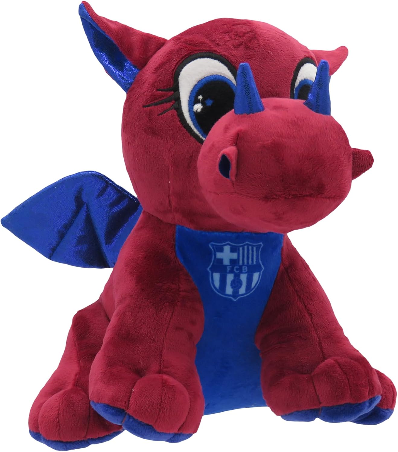 CyP Brands- FC Barcelona, Muñeco de Peluche, Dragón, 25 cm, Color blaugrana, Producto Oficial