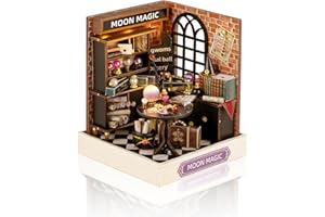 Cuteefun DIY Miniature House Dollhouse, Mini Dollhouse with LED, Wooden Crafts for Adults, Teenagers for Building, Birthday (Moon Magic)