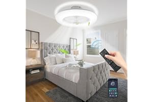 Tubiaz ventilador de techo con iluminación y mando a distancia de 80 W, diámetro de 55 cm, lámpara LED de techo regulable con ventilador, modo verano/invierno (avance y retorno) para salón