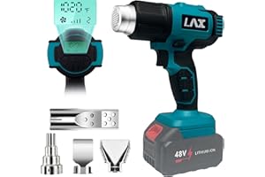 L1NXIXI Cordless Heat Gun for Makita 18V (BL1830/1840/1850/1860), 50-550°C Hot Air Gun with LCD, 5 Air Levels & 4 Nozzles Kit, for Paint Stripping, Shrink Tubing, Crafts (Battery Not Included)
