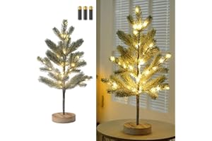 MEDOYOH Tabletop Christmas Tree Light with 50LEDS, 50cm/19.68in Height Warmwhite Light Up Trees, AA Battery Included for Home Party Living Room Cafe Decor