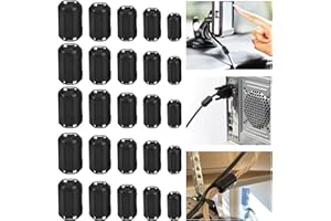 Ferritkerne für Kabel Ferritkerne Ferritfilter: YIDM 25 Pcs Ferrit Ringkern Kabel-Clip Set, Ferritkerne für Kabel, RFI EMI Rauschunterdrücker Kabel Clip für 5 Größe (3.5 mm 5 mm 7 mm 9mm 13mm/Schwarz)