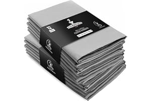 Trade Fountain Cloth Napkins Set of 12 Cotton - 50.8 x 50.8 CM Reusable Napkins - Oversized Cotton Napkins Made of Pure Cotton Fabric - Used as Dinner Napkins (Grey)